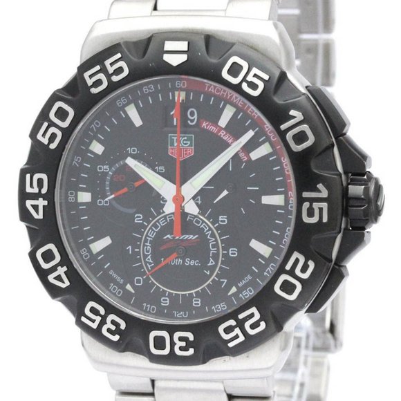Polished TAG Heuer Formula 1 Kimi Raikkonen Grande Date Watch CAH1014 BF559391 - Picture 1 of 9